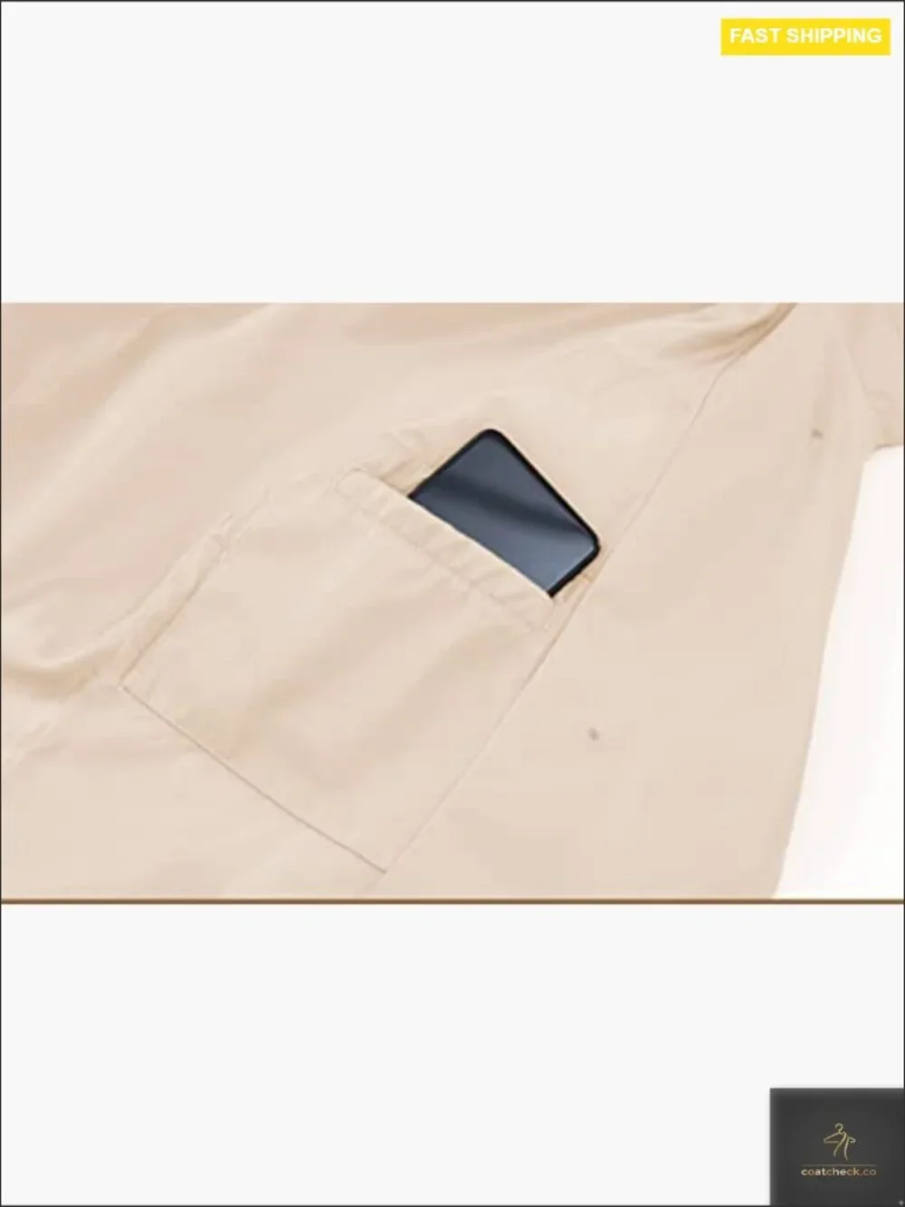 Double Breasted Long Trench Coat Mid-Length Belted Overcoat with Detachable Hood - Picture 7 of 7